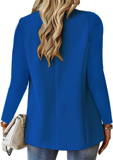 Women's Lapel Button Jacket - Fashion Casual Suit Blazer with Pockets