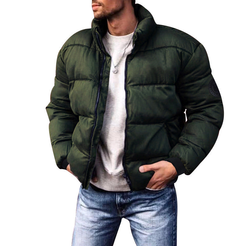 Men's Stand-Up Collar Padded Jacket - Thickened Down Cotton Winter Coat