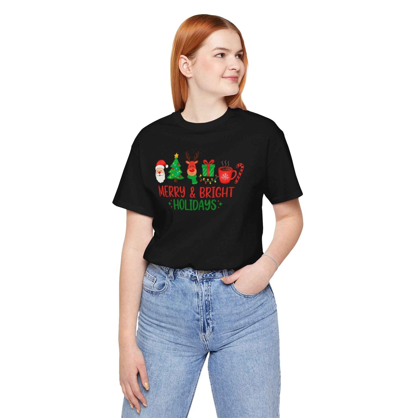 Merry & Bright Christmas T-Shirt – Festive Holiday Icons Tee
