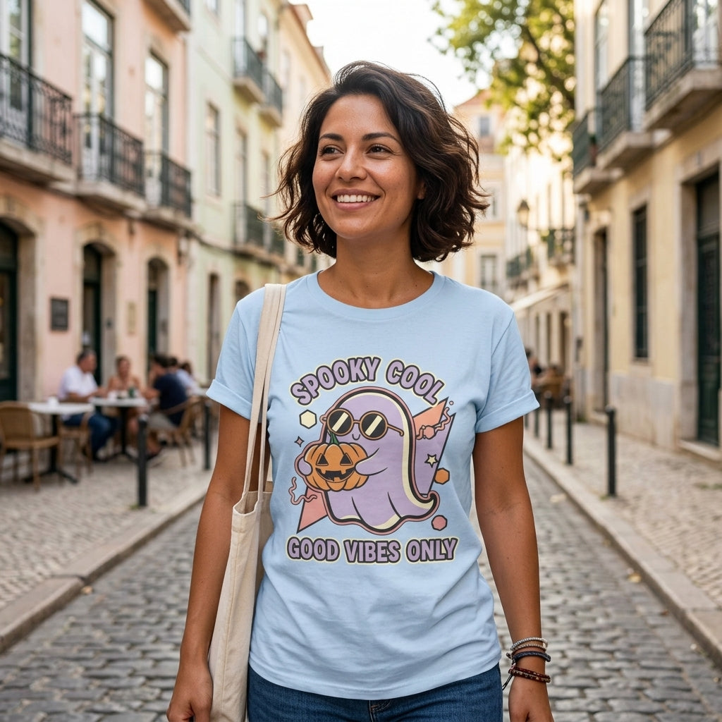 Spooky Cool Ghost T-Shirt | Good Vibes Only Halloween Tee