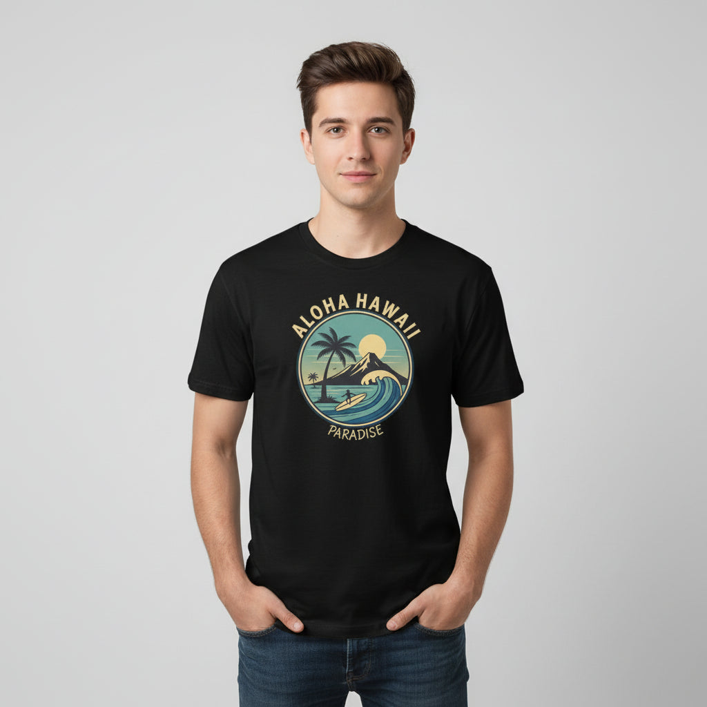 Aloha Hawaii Paradise T-Shirt, Beachwear, Vacation Shirt, Summer Apparel, Surfing Gift, Graphic Tee