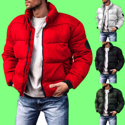 Men's Stand-Up Collar Padded Jacket - Thickened Down Cotton Winter Coat