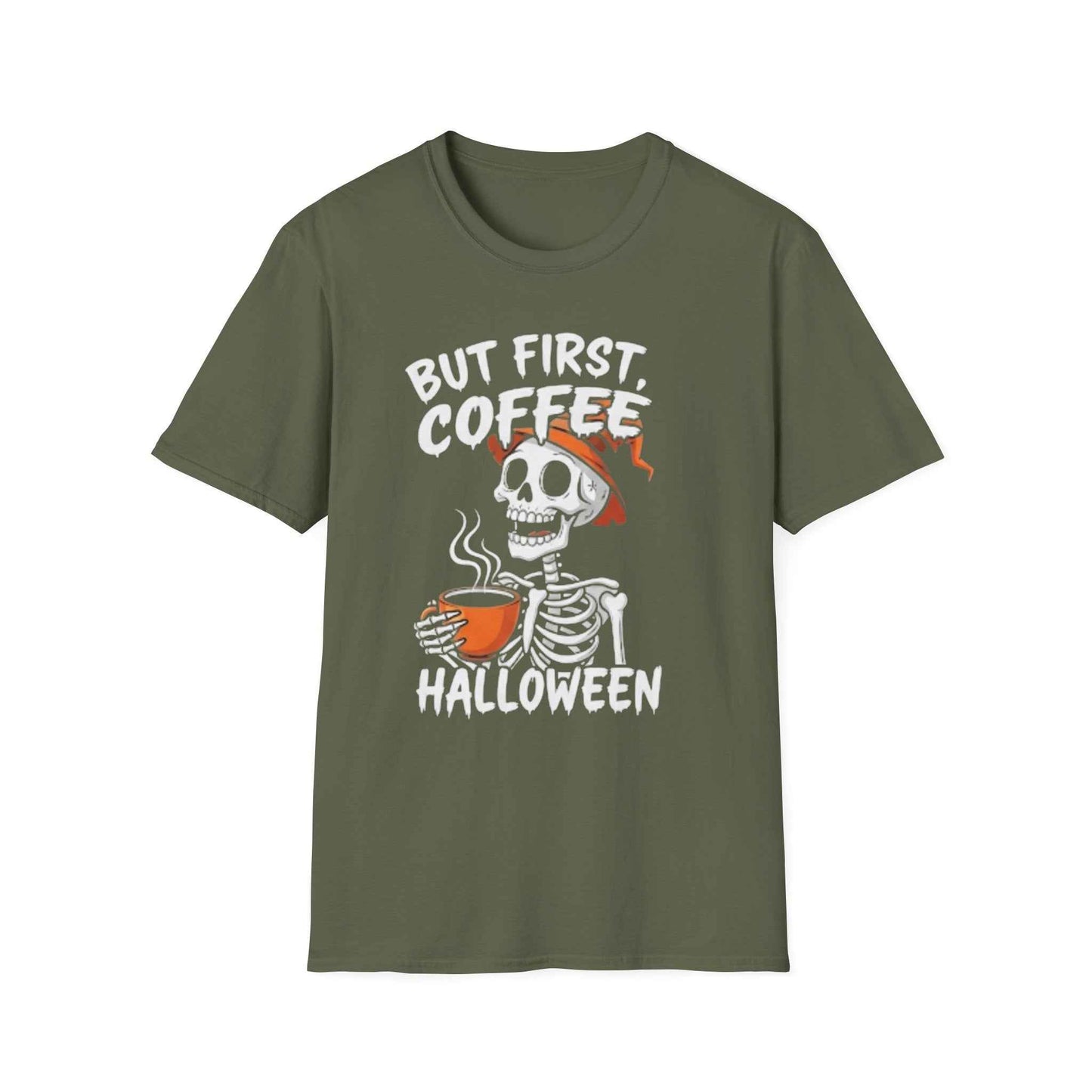 Halloween Skeleton Coffee T-shirt - Funny Design for Coffee Lovers