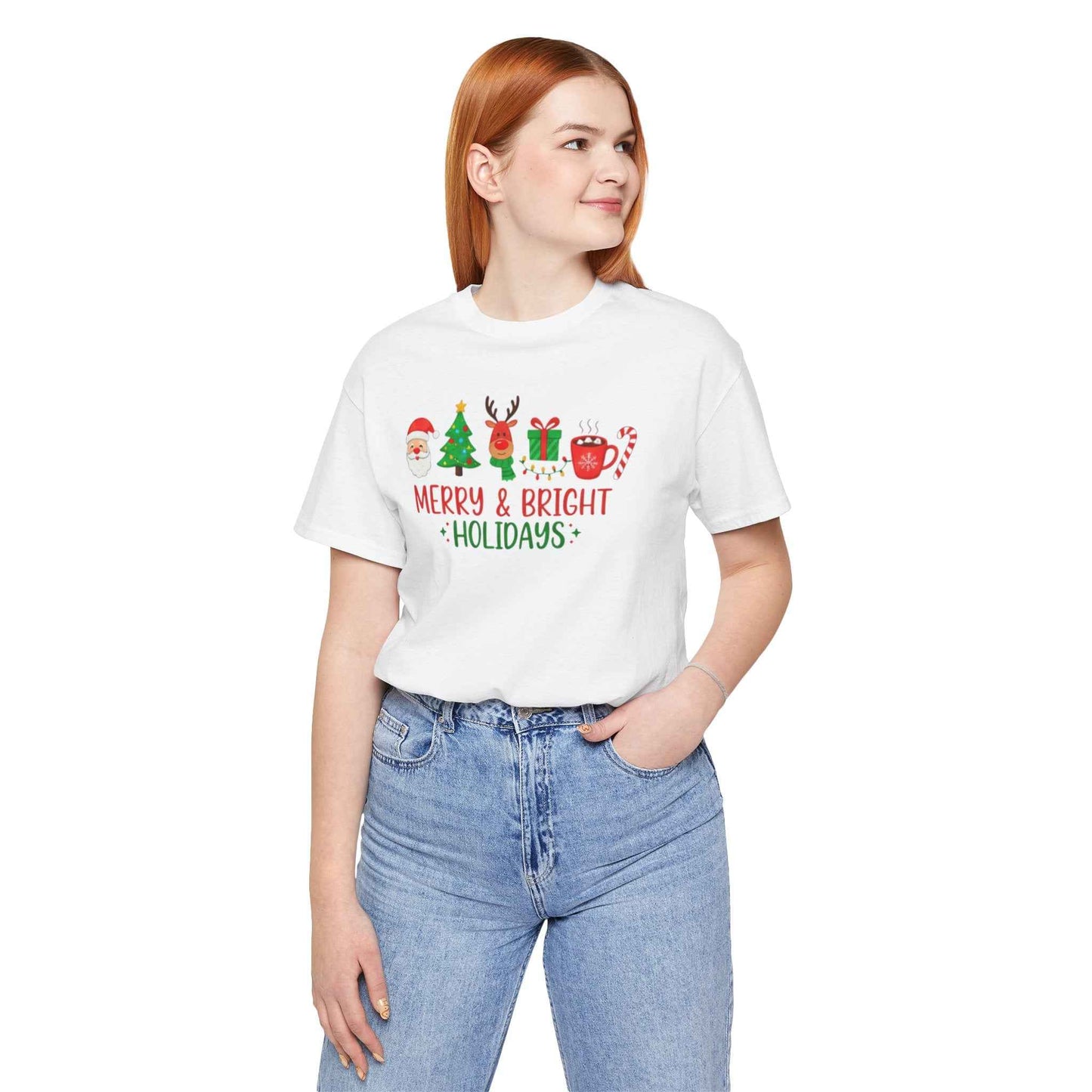 Merry & Bright Christmas T-Shirt – Festive Holiday Icons Tee