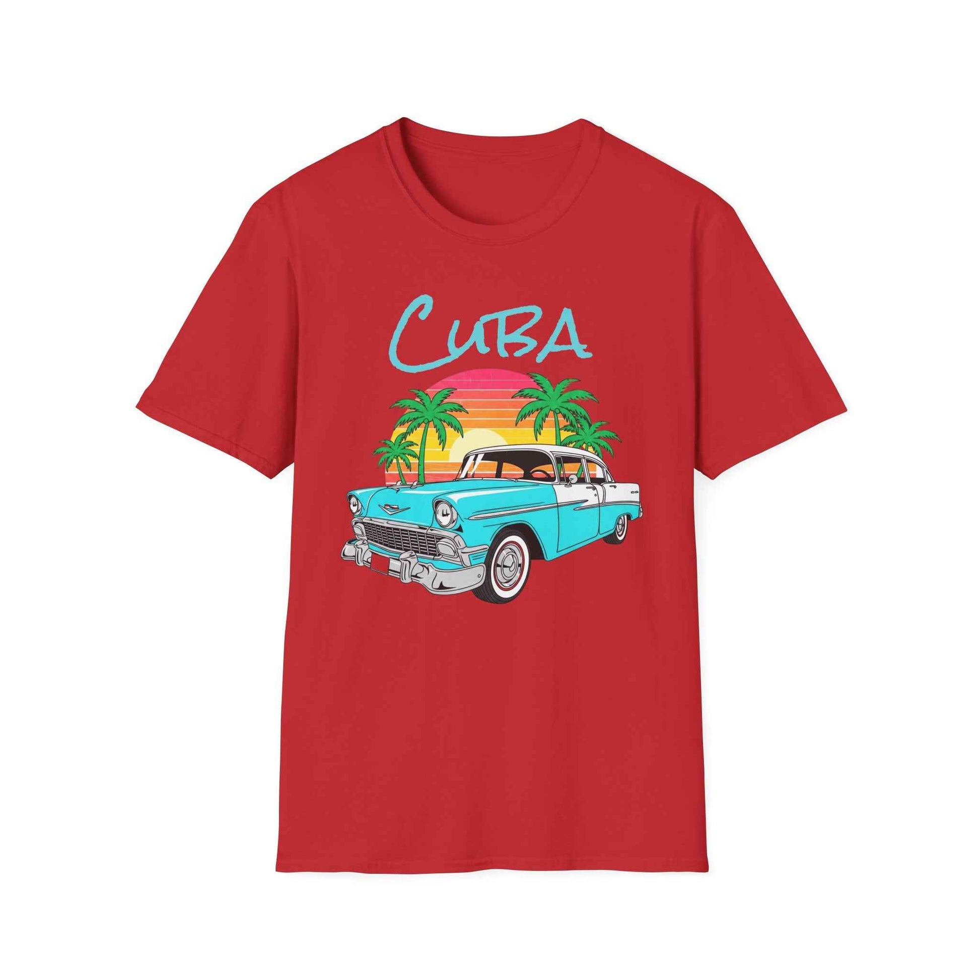 Camiseta Cuba Carro Clásico - T-Shirt Vintage Cubana con Atardecer