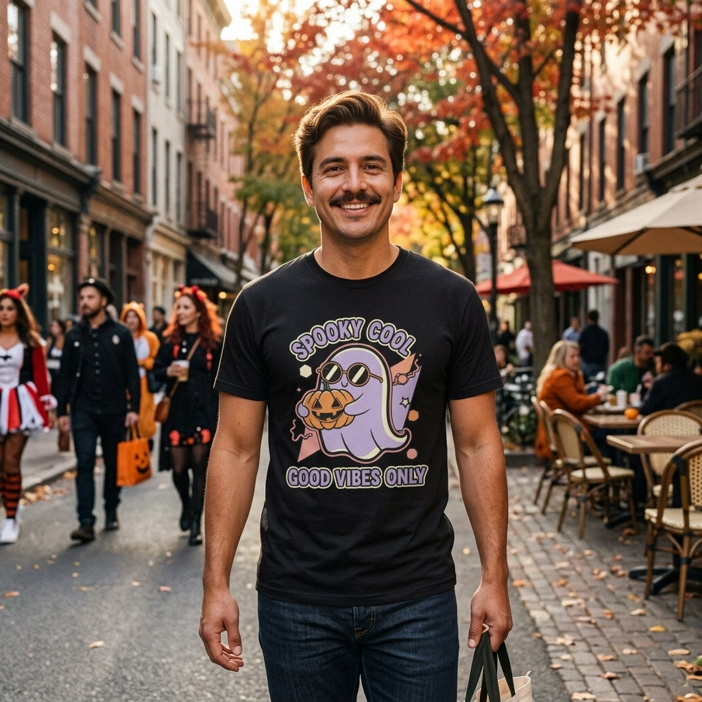 Spooky Cool Ghost T-Shirt | Good Vibes Only Halloween Tee