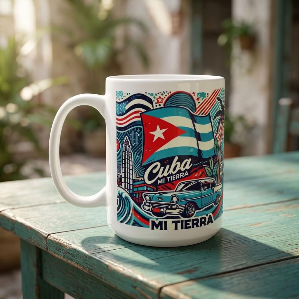 Cuba Mi Tierra Coffee Mug | Cuban Tropical Ceramic Accent Mug | 11oz & 15oz