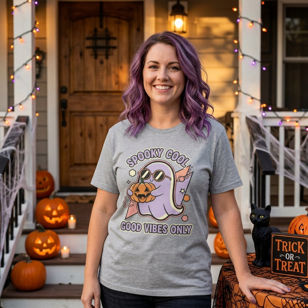 Spooky Cool Ghost T-Shirt | Good Vibes Only Halloween Tee