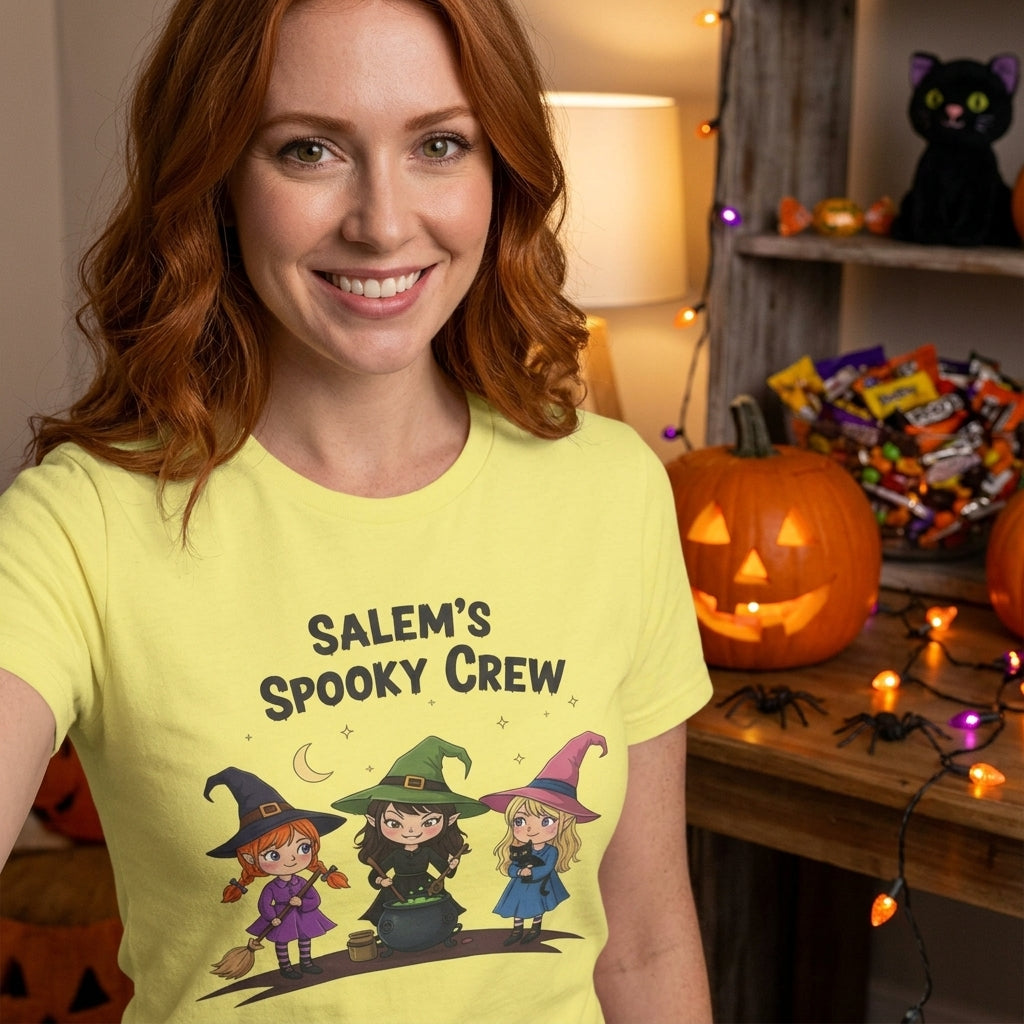 Salem's Spooky Crew T-Shirt | Cute Witch Halloween Graphic Tee