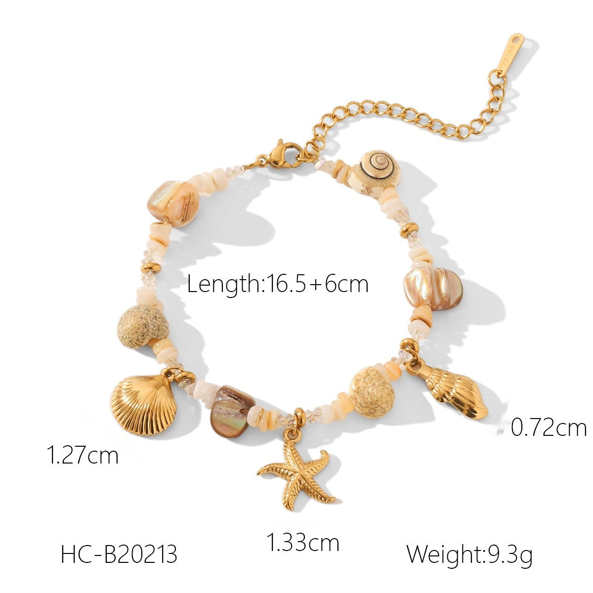 Stainless Steel Seashell Bracelet - Conch & Starfish Beach Jewelry for Women