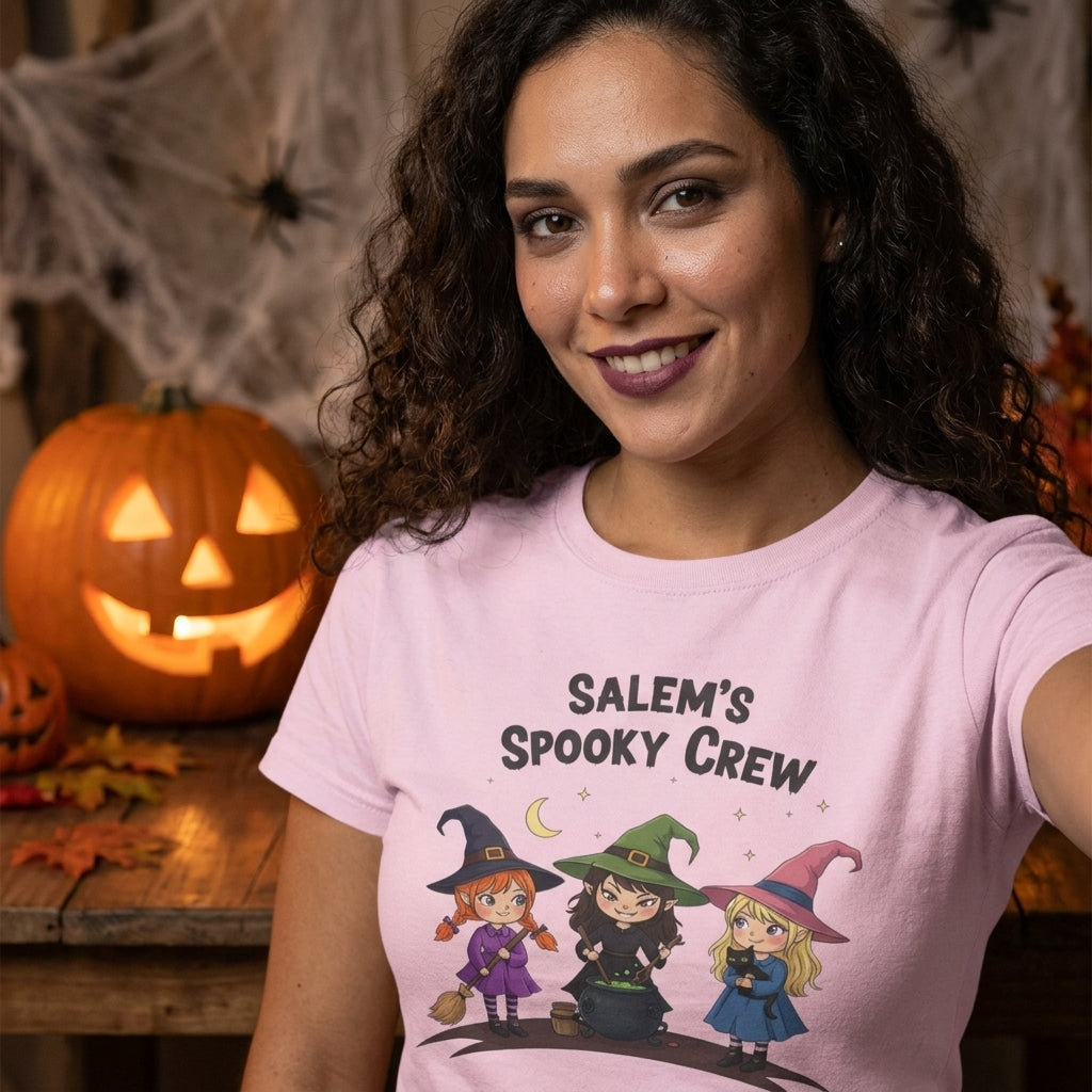 Salem's Spooky Crew T-Shirt | Cute Witch Halloween Graphic Tee