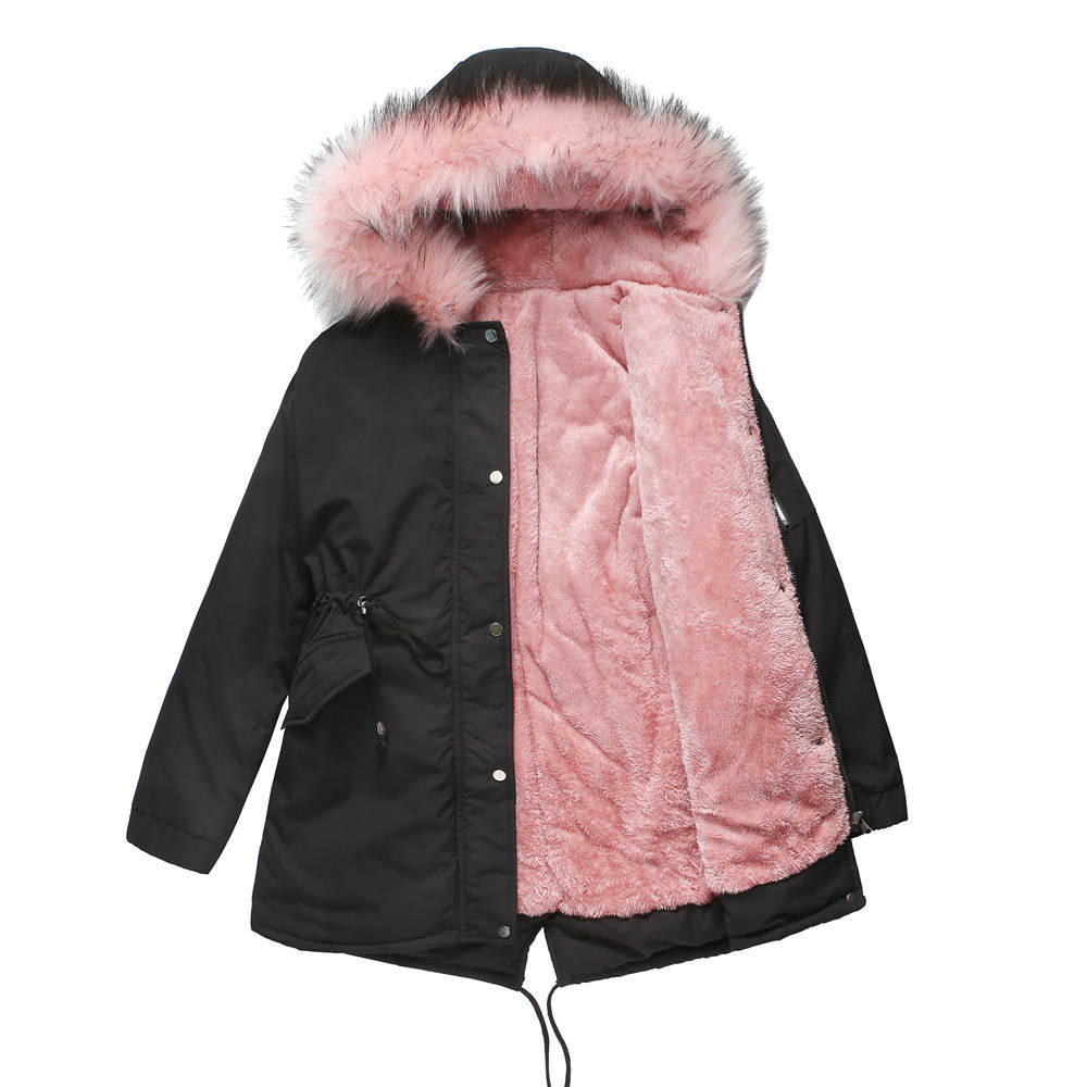 Women's Mid-Length Hooded Parka - Thickened Cotton-Padded Winter Coat
