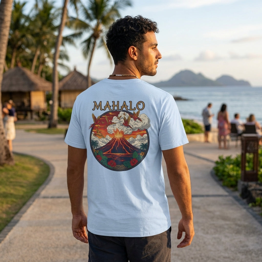 Mahalo Hawaiian Sunset T-Shirt – Vintage Island Graphic Tee