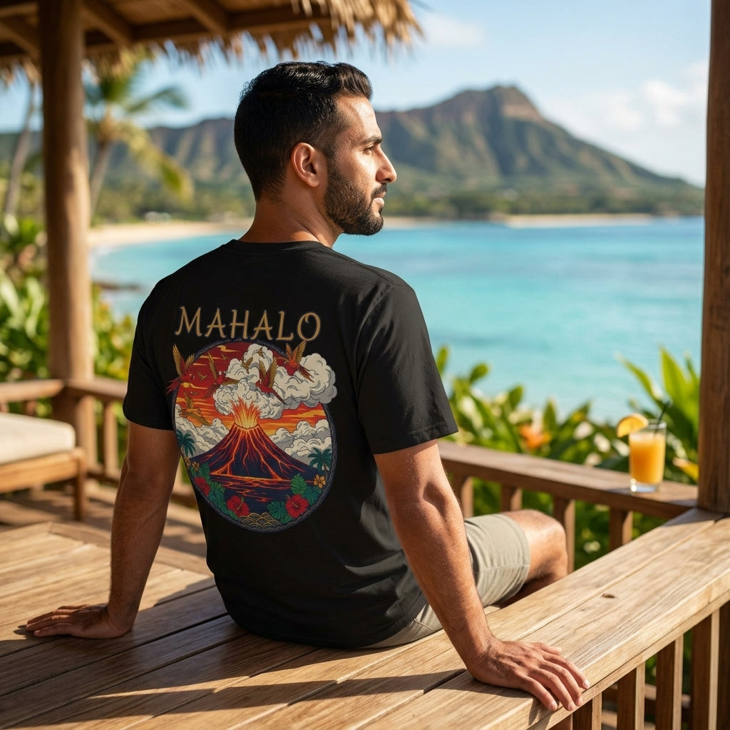 Mahalo Hawaiian Sunset T-Shirt – Vintage Island Graphic Tee