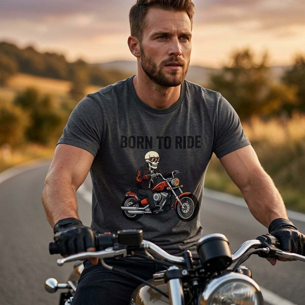 Born to Ride Motorcycle T-Shirt | Skull Biker Graphic Tee for Men & Women