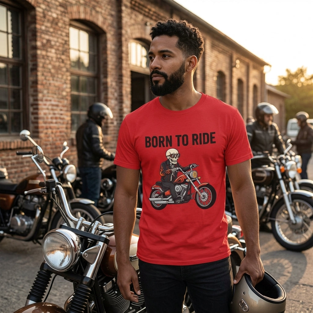 Born to Ride Motorcycle T-Shirt | Skull Biker Graphic Tee for Men & Women