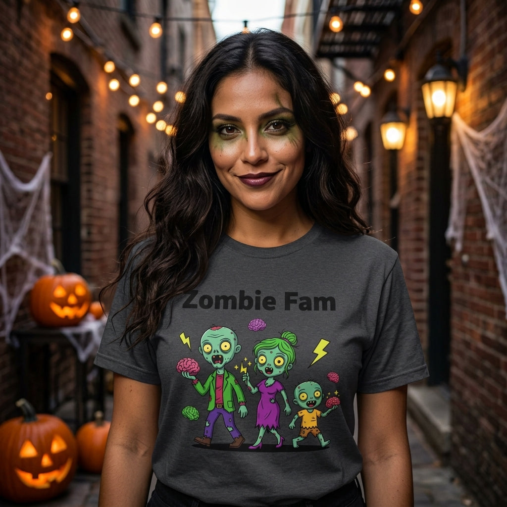 Zombie Fam T-Shirt | Cute Cartoon Zombie Family Halloween Matching Tee