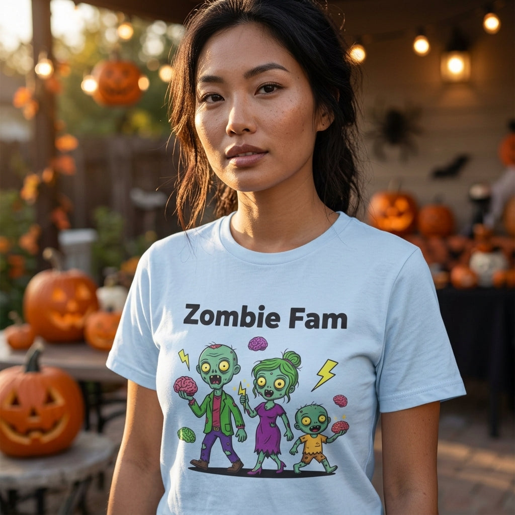 Zombie Fam T-Shirt | Cute Cartoon Zombie Family Halloween Matching Tee