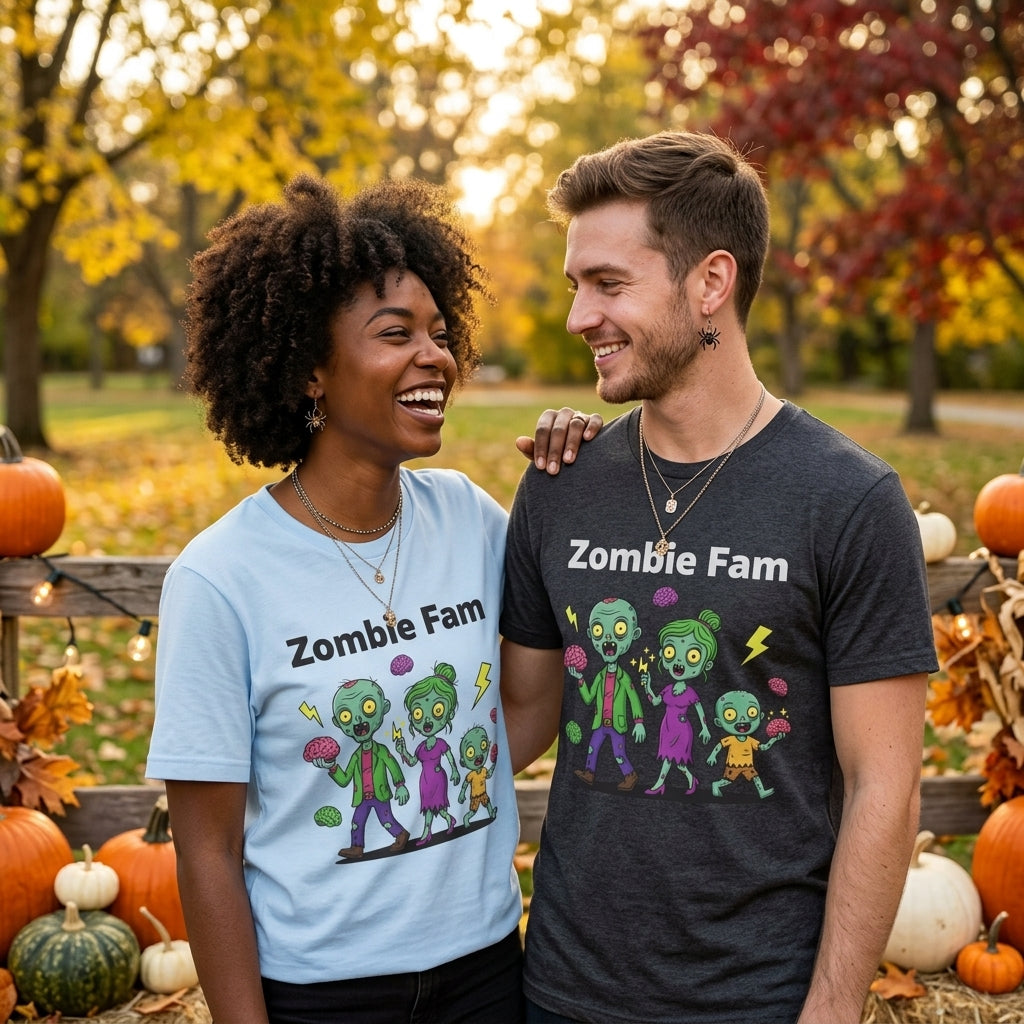 Zombie Fam T-Shirt | Cute Cartoon Zombie Family Halloween Matching Tee