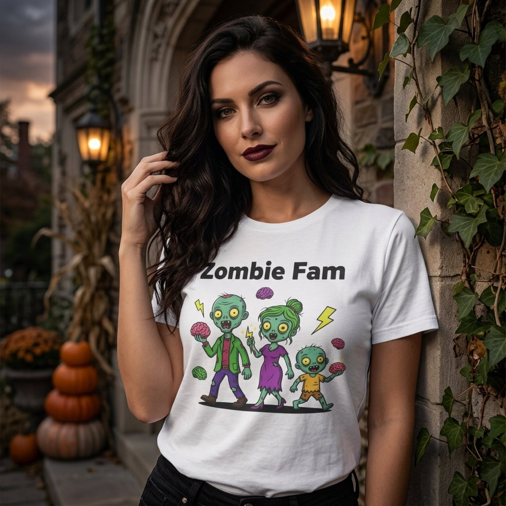 Zombie Fam T-Shirt | Cute Cartoon Zombie Family Halloween Matching Tee