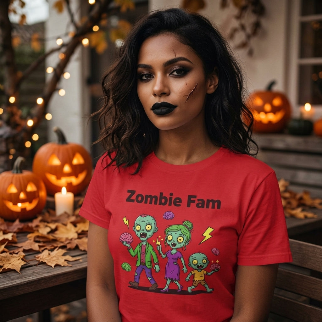 Zombie Fam T-Shirt | Cute Cartoon Zombie Family Halloween Matching Tee