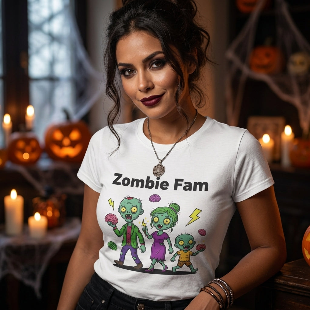 Zombie Fam T-Shirt | Cute Cartoon Zombie Family Halloween Matching Tee