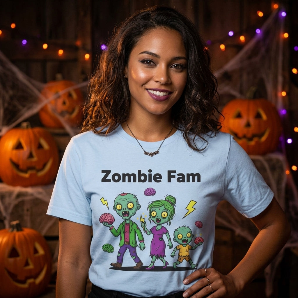 Zombie Fam T-Shirt | Cute Cartoon Zombie Family Halloween Matching Tee