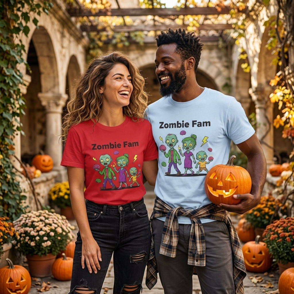 Zombie Fam T-Shirt | Cute Cartoon Zombie Family Halloween Matching Tee