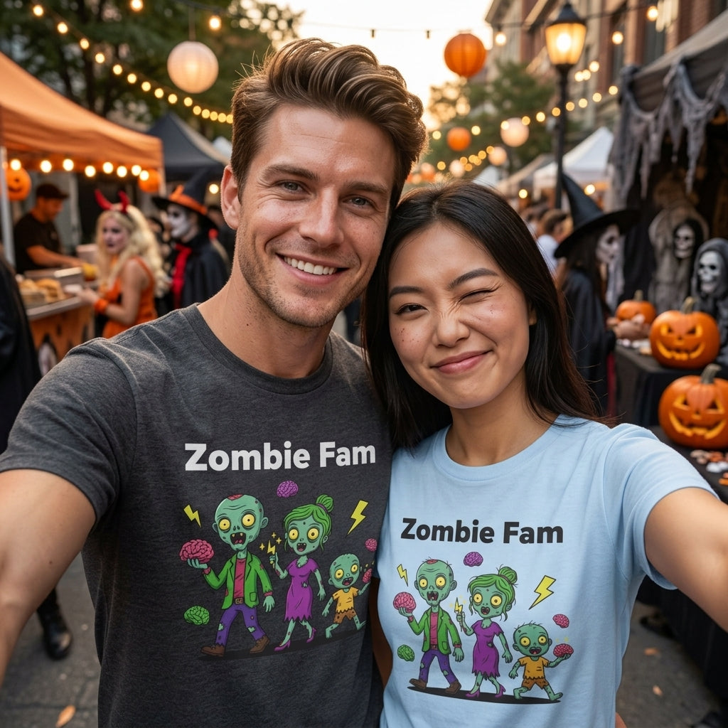 Zombie Fam T-Shirt | Cute Cartoon Zombie Family Halloween Matching Tee