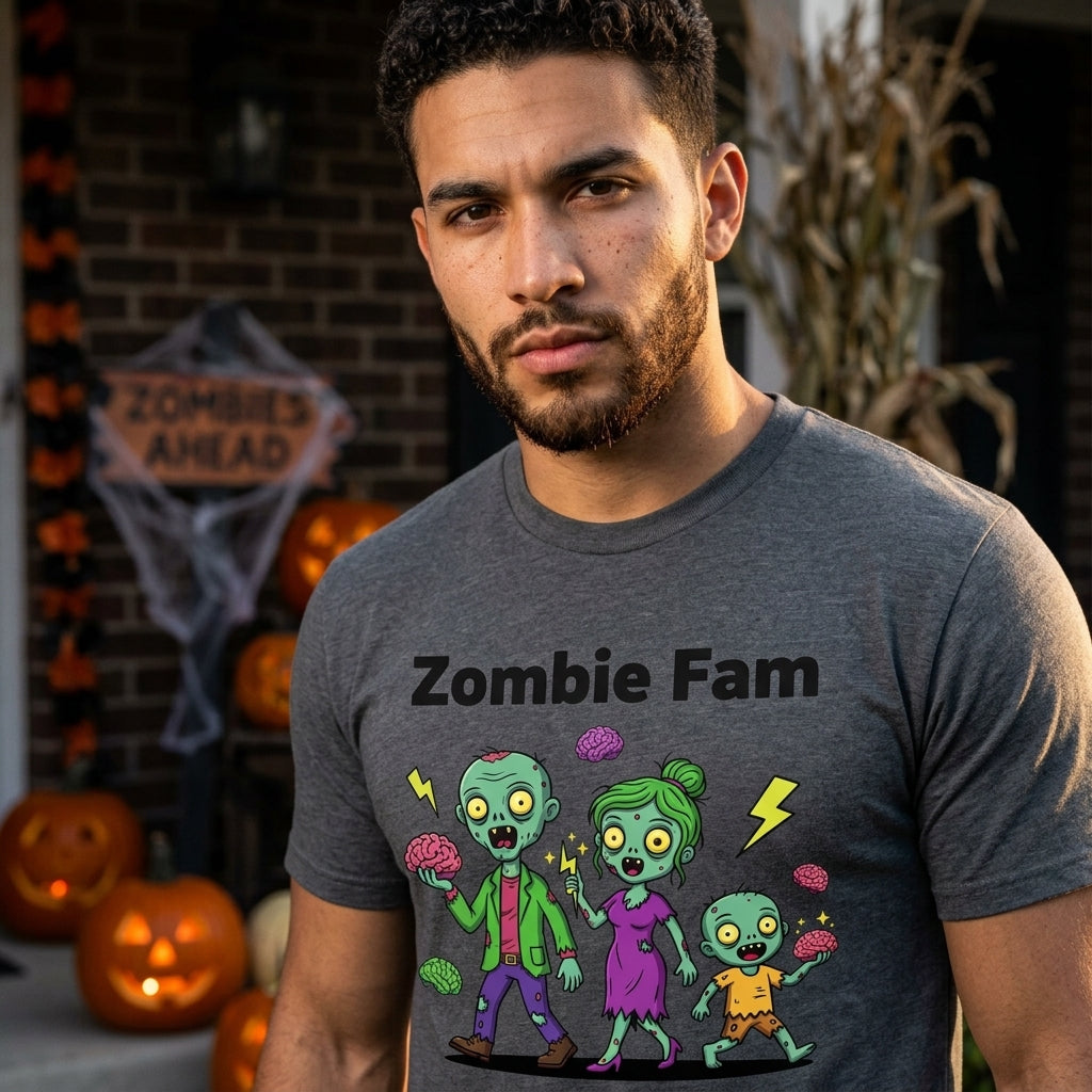 Zombie Fam T-Shirt | Cute Cartoon Zombie Family Halloween Matching Tee