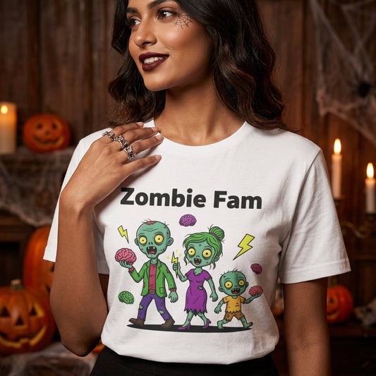 Zombie Fam T-Shirt | Cute Cartoon Zombie Family Halloween Matching Tee