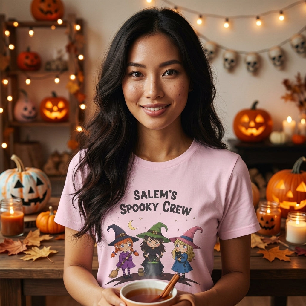 Salem's Spooky Crew T-Shirt | Cute Witch Halloween Graphic Tee