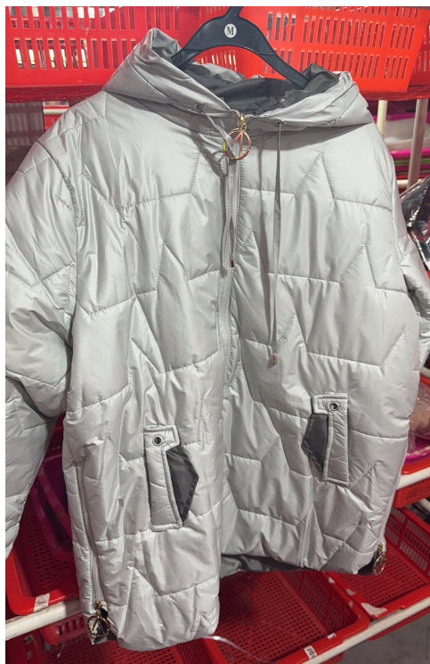 Women's Elegant Hooded Down Jacket - Lightweight Puffer Cardigan Coat for Winter