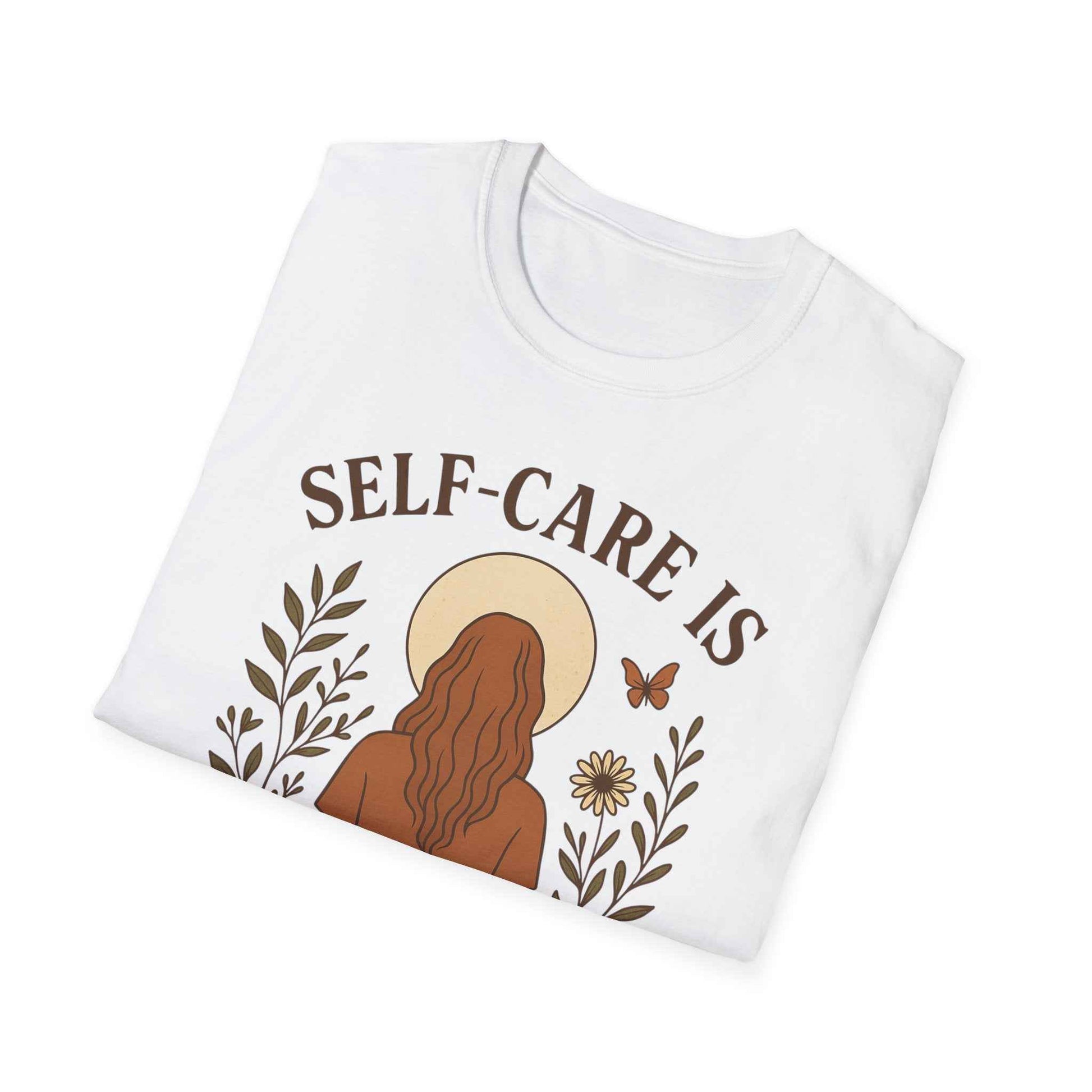 Self-Care Is Revolutionary Shirt  Boho Feminist Graphic Tee, Mental Health Gift, Retro Botanical T-Shirt for Women