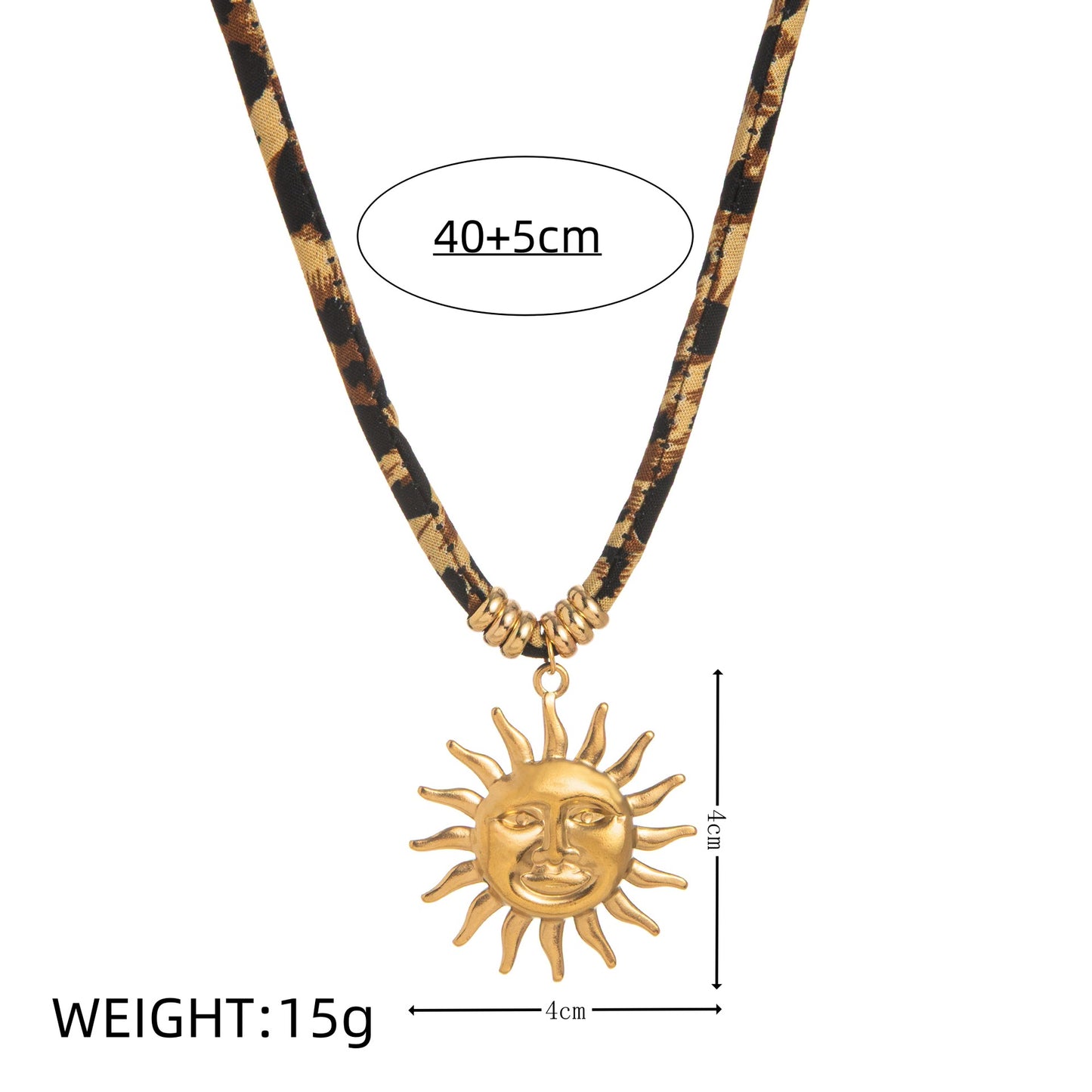 Leopard Print Rope Necklace - Geometric Pendant Fashion Jewelry for Women