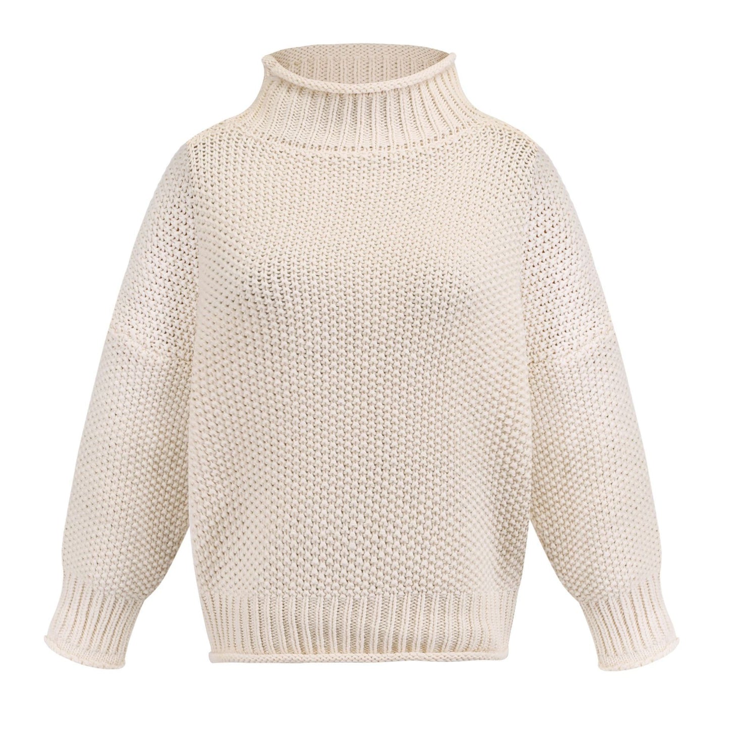 Women's Turtleneck Pullover Sweater - Thick Knitted Long Sleeve Winter Top