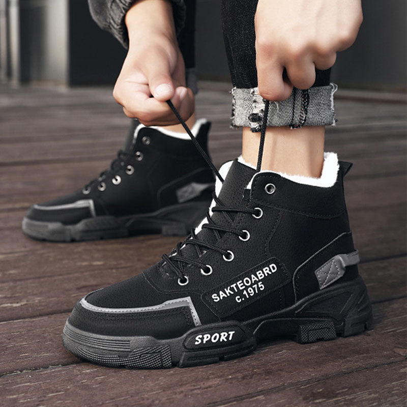 Men's Plush Snow Boots - High-Top Velvet Thickened Workwear Winter Boots