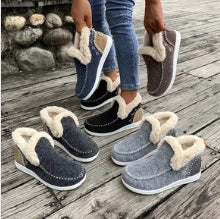 Women's Fleece-Lined Ankle Boots - Warm Plush Winter Flat Cotton Boots