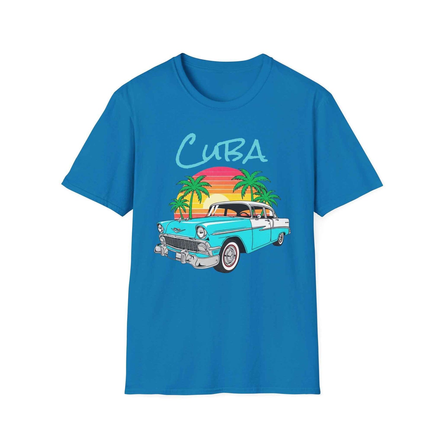 Camiseta Cuba Carro Clásico - T-Shirt Vintage Cubana con Atardecer