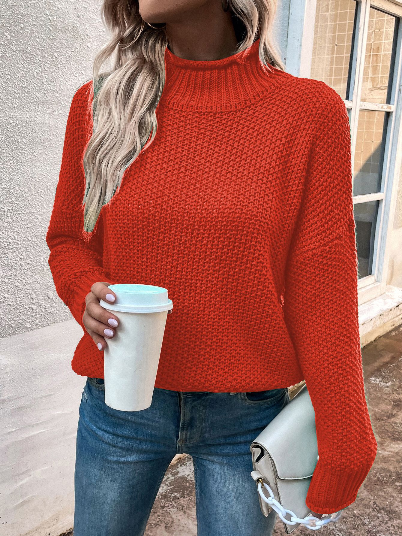 Women's Turtleneck Pullover Sweater - Thick Knitted Long Sleeve Winter Top