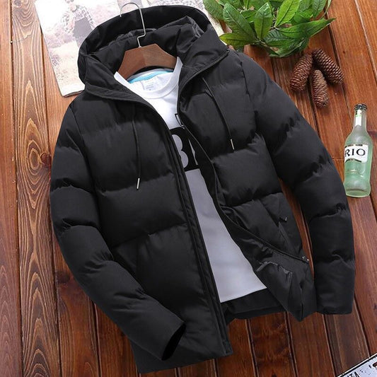 Men's Pure Cotton Padded Jacket - Hooded Winter Coat with Thick Insulation