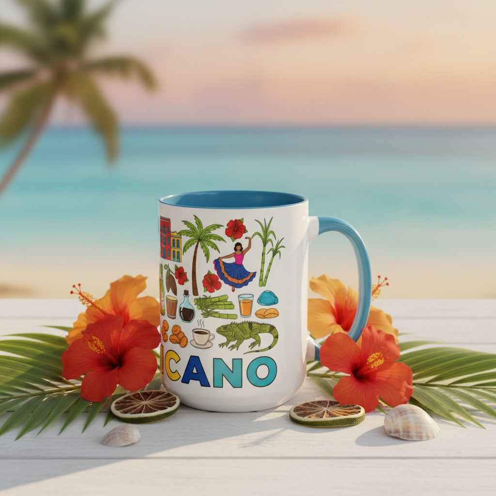 Dominican Republic Icons Coffee Mug — Colorful Island Souvenir (11/15oz)