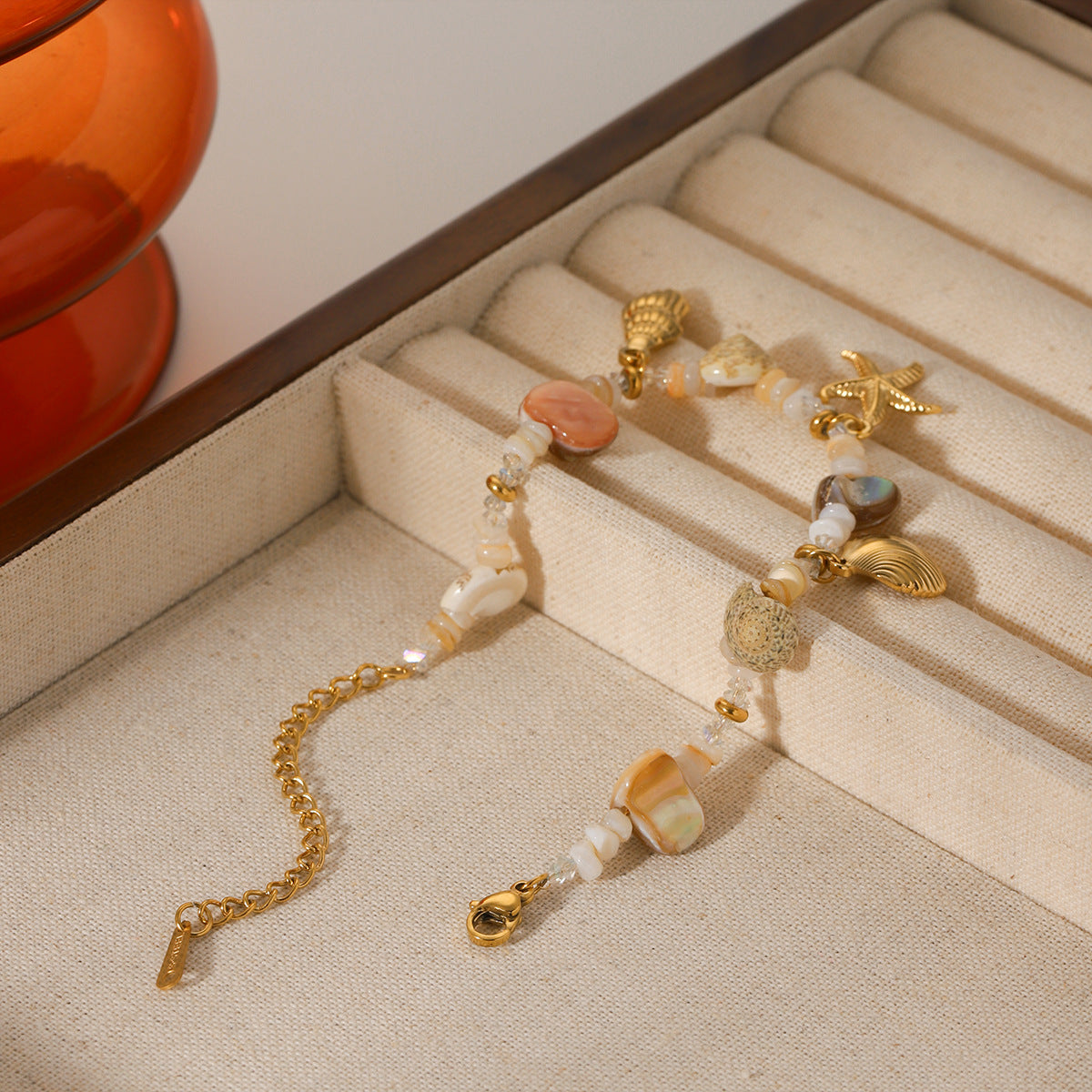 Stainless Steel Seashell Bracelet - Conch & Starfish Beach Jewelry for Women