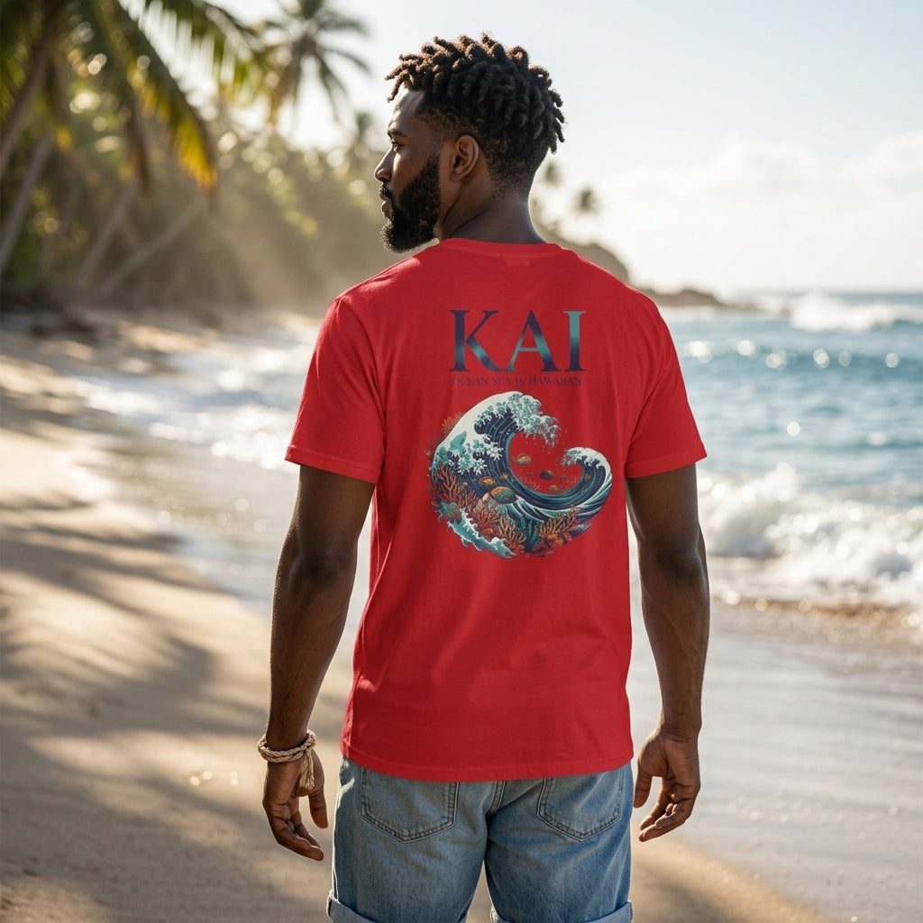 Kai Hawaiian Ocean T-Shirt | Wave & Marine Life Graphic Tee