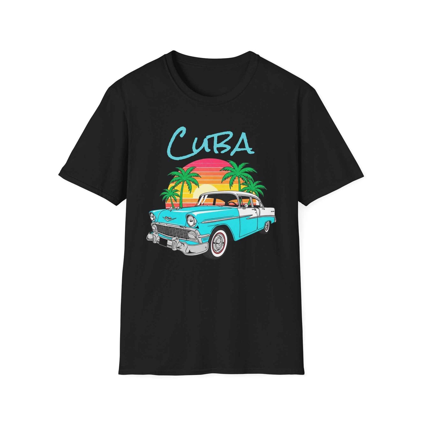 Camiseta Cuba Carro Clásico - T-Shirt Vintage Cubana con Atardecer