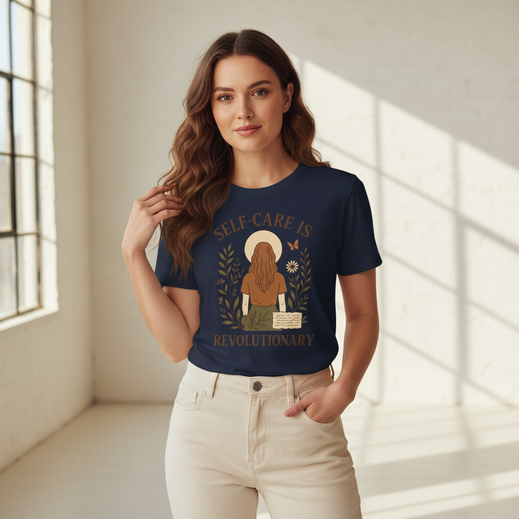Self-Care Is Revolutionary Shirt  Boho Feminist Graphic Tee, Mental Health Gift, Retro Botanical T-Shirt for Women