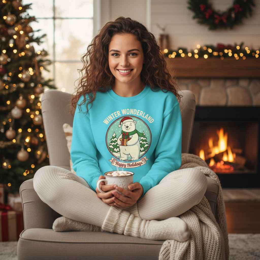 Polar Bear Winter Wonderland Sweatshirt - Happy Holidays Crewneck