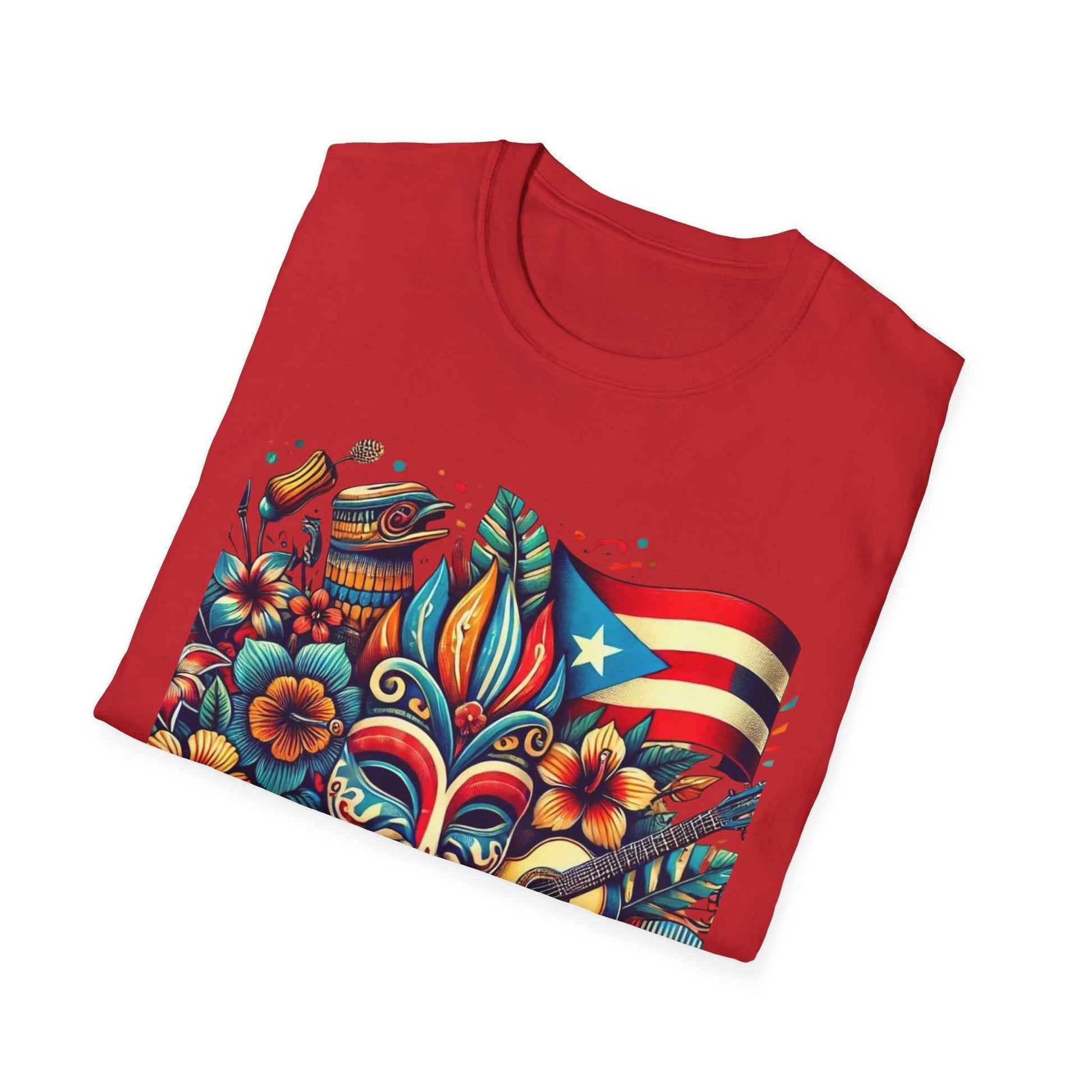 Puerto Rican Pride T-Shirt with Flag, Coquí, and Vejigante Mask Design - Limited Edition