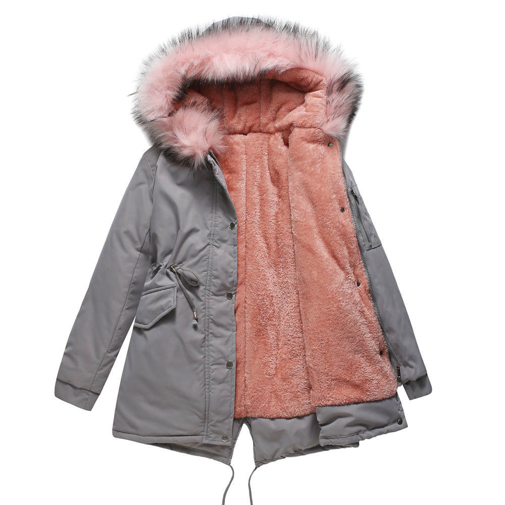 Women's Mid-Length Hooded Parka - Thickened Cotton-Padded Winter Coat