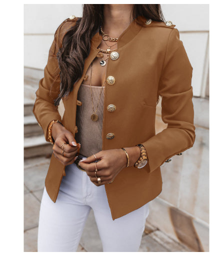 Women's Slim Fit Blazer - Long Sleeve Single Breasted Suit Jacket